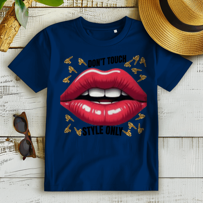 Don't Touch – Style Only | Statement shirt with lips & gold design – Bild 9