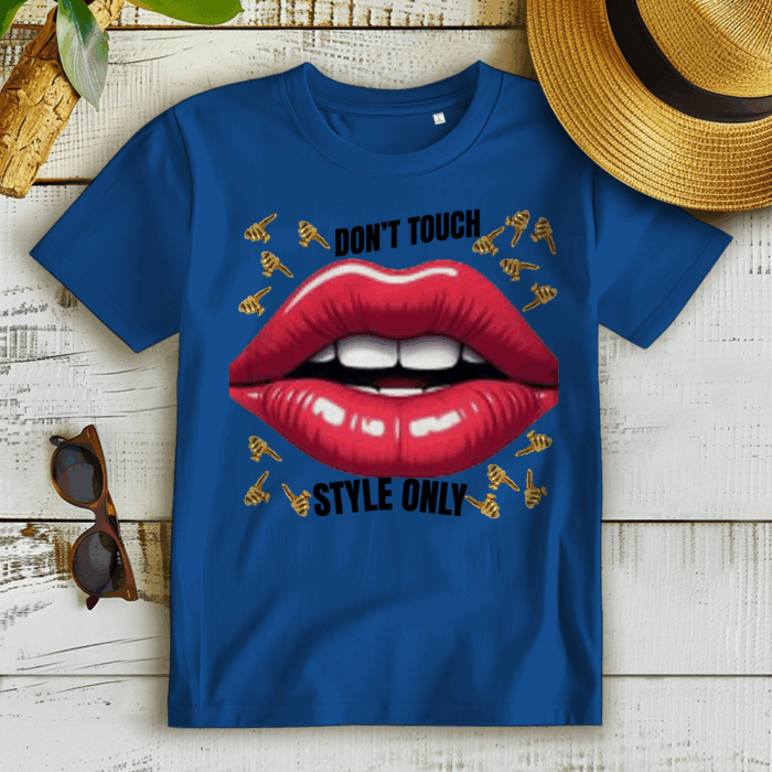 Don't Touch – Style Only | Statement shirt with lips & gold design – Bild 12