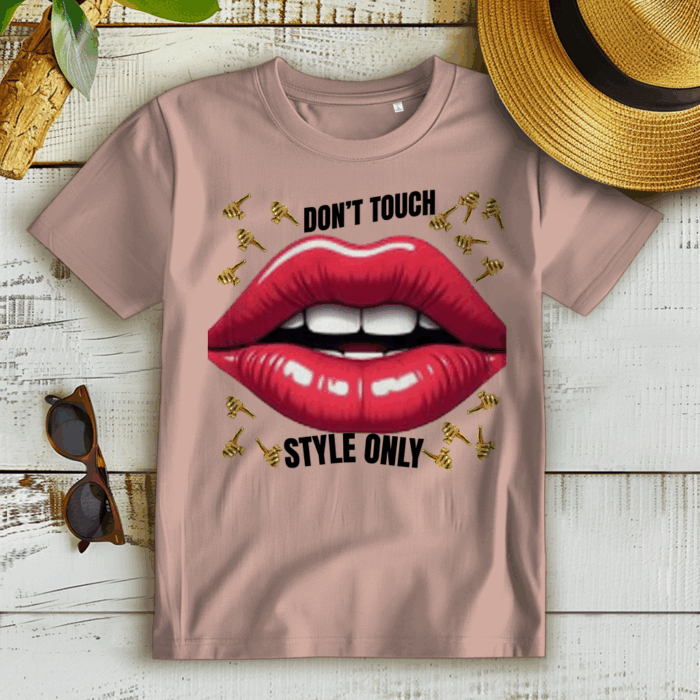 Don't Touch – Style Only | Statement shirt with lips & gold design – Bild 6