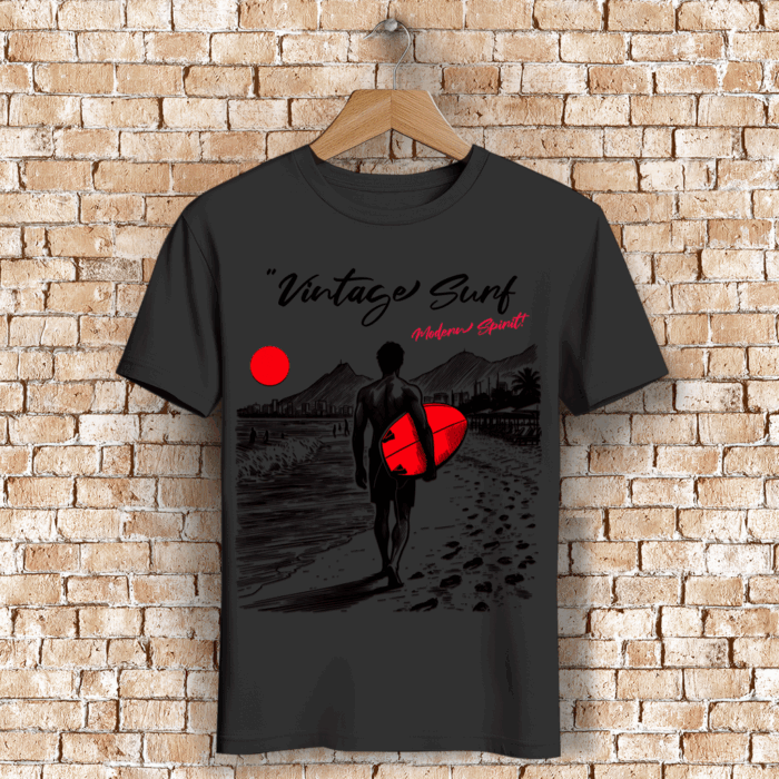 Vintage Surf Bio T-Shirt für Herren – Nachhaltiges Retro Shirt | StyleMyPrint – Bild 3