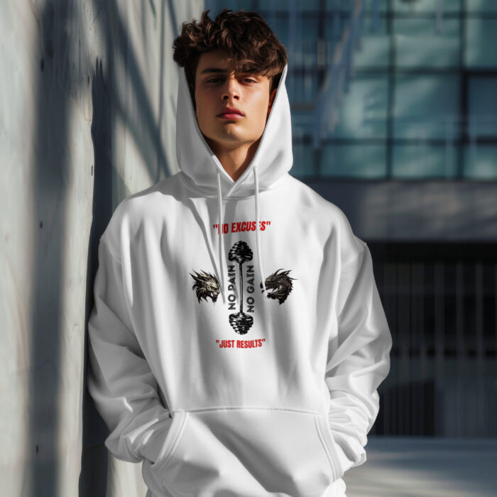 NO EXCUSES – Gym Hoodie für Männer | Motivation & Power | Stylemyprint – Bild 5