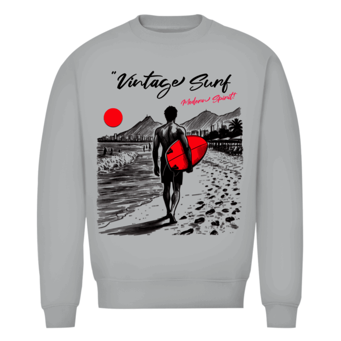 Vintage Surf Sweatshirt – Men's Organic Crew Neck | Stylemyprint – Bild 2