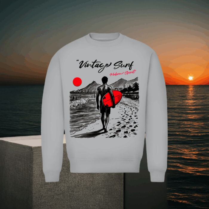 Vintage Surf Sweatshirt – Men's Organic Crew Neck | Stylemyprint – Bild 4