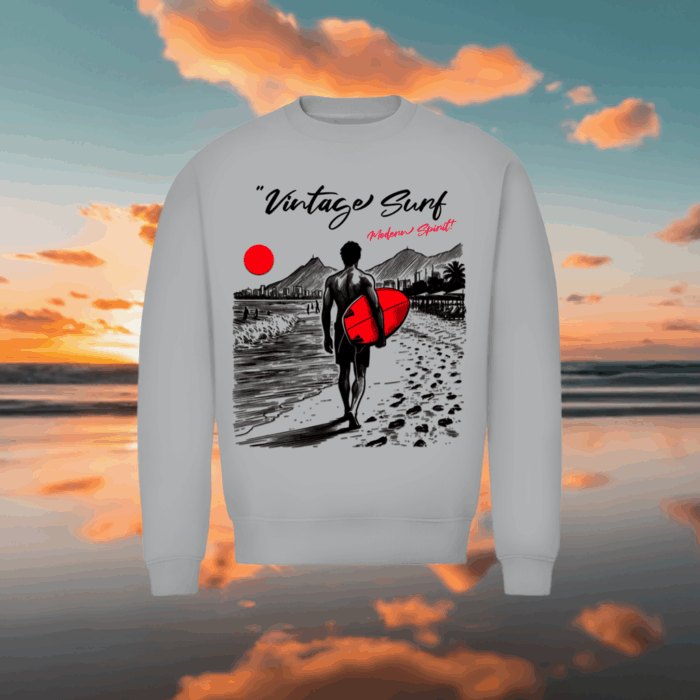 Vintage Surf Sweatshirt – Men's Organic Crew Neck | Stylemyprint – Bild 6