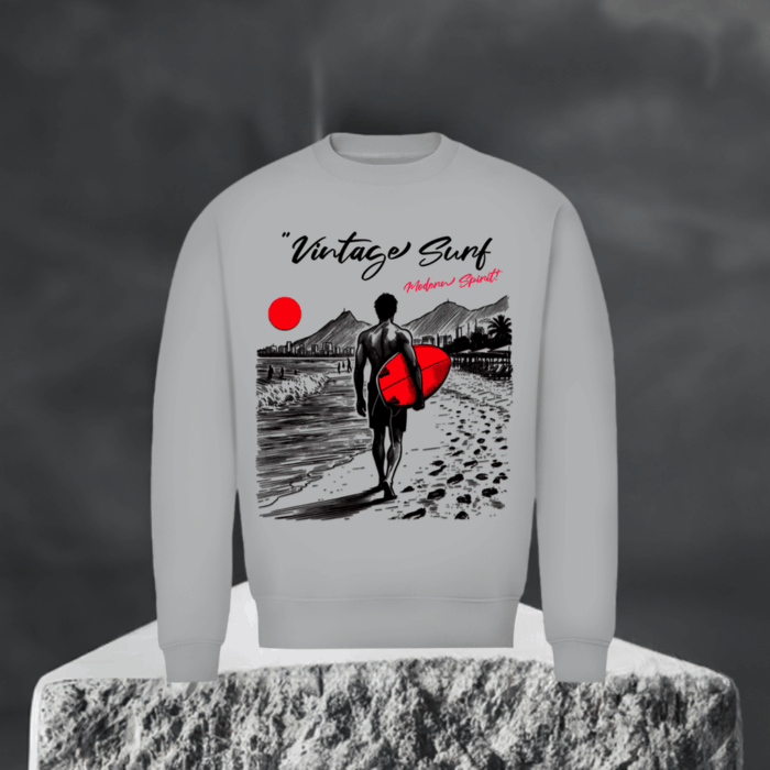 Vintage Surf Sweatshirt – Men's Organic Crew Neck | Stylemyprint – Bild 3