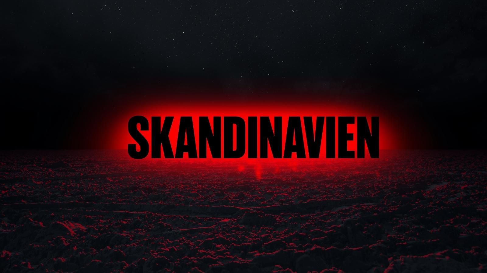 Skandinavien-Kollektion – verschneite Straße im roten Polarlicht im StyleMyPrint Design