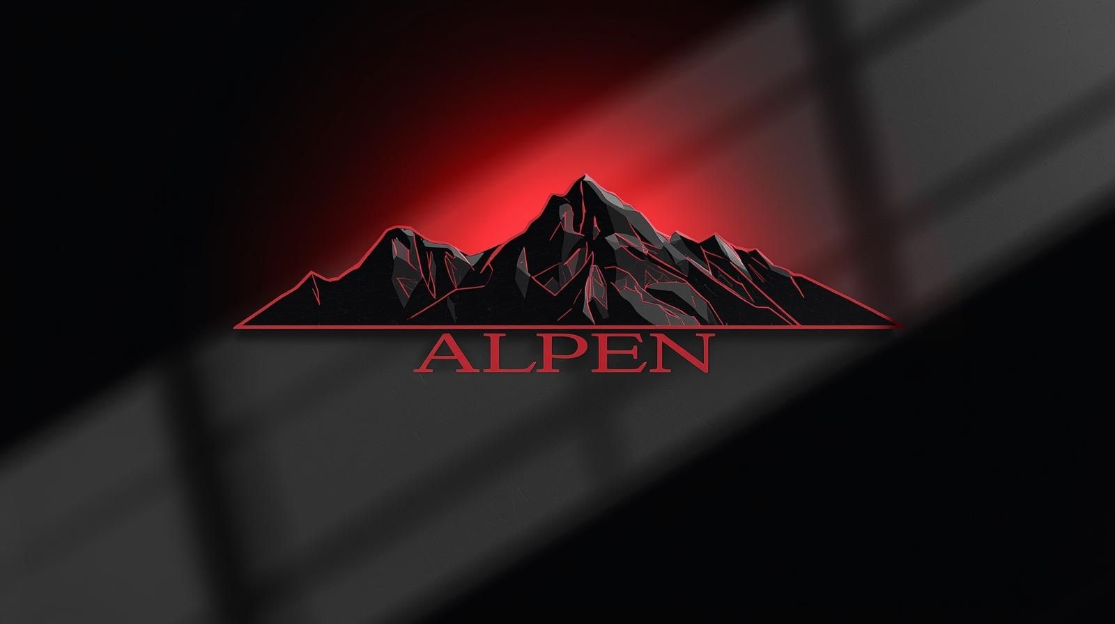 Alpen-Design – rote Bergsilhouette mit schwarzem Hintergrund im StyleMyPrint Streetwear-Look